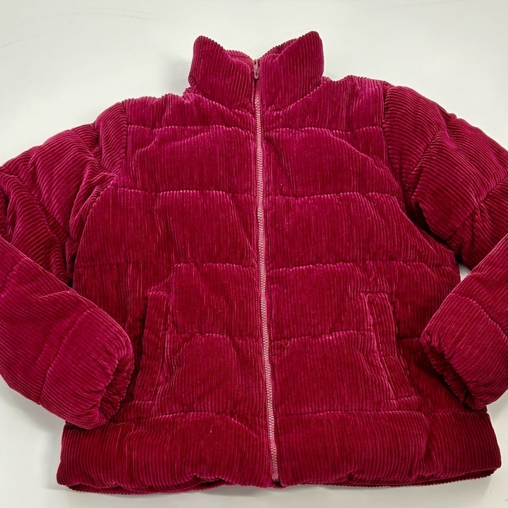 Old Navy Burgundy Boxy Full Zip frost free corduroy puffer jacket Small‎ - Picture 4 of 9